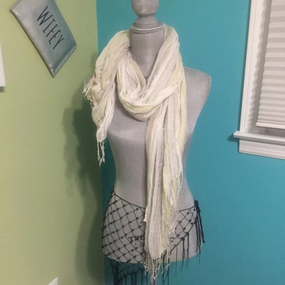 Cream white light yellow airy scarf